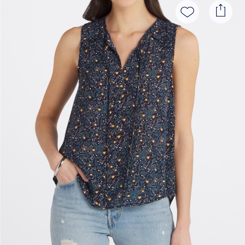 Floral Navy Sleeveless Top